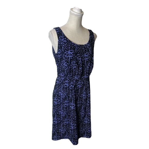 Ann Taylor Loft Factory Periwinkle & Black Velveteen Tapestry Damask Dress - Picture 5 of 15